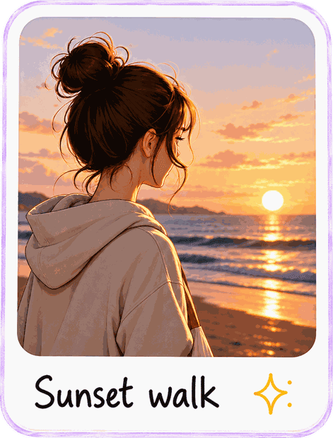 A sunset walk by the water